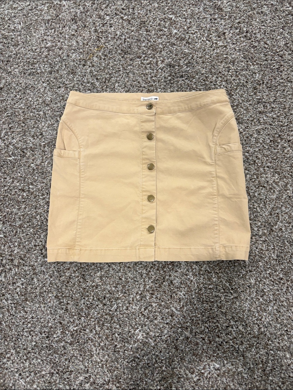 Toad&Co Tan Button-Front A-Line Mini Skirt
